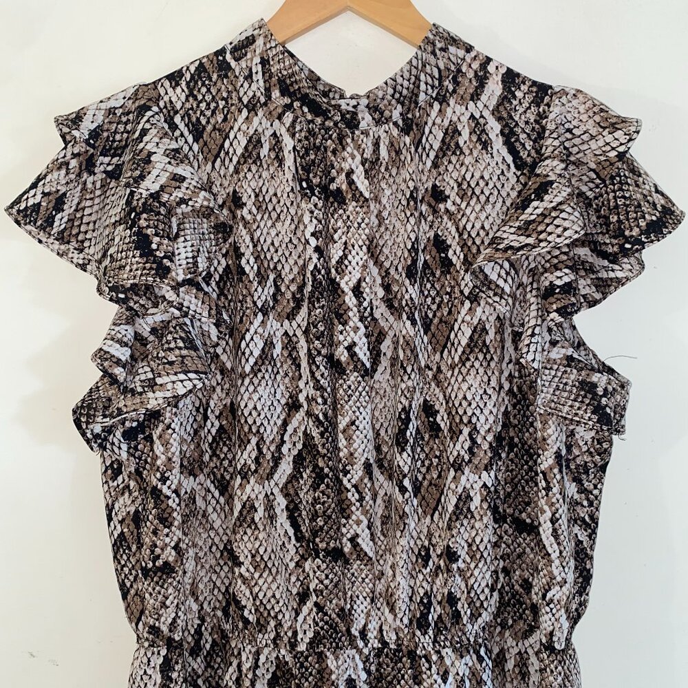 1. State Snake Skin Print Jumpsuit Romper Wide Leg NWOT - Flowy, Tie Neck